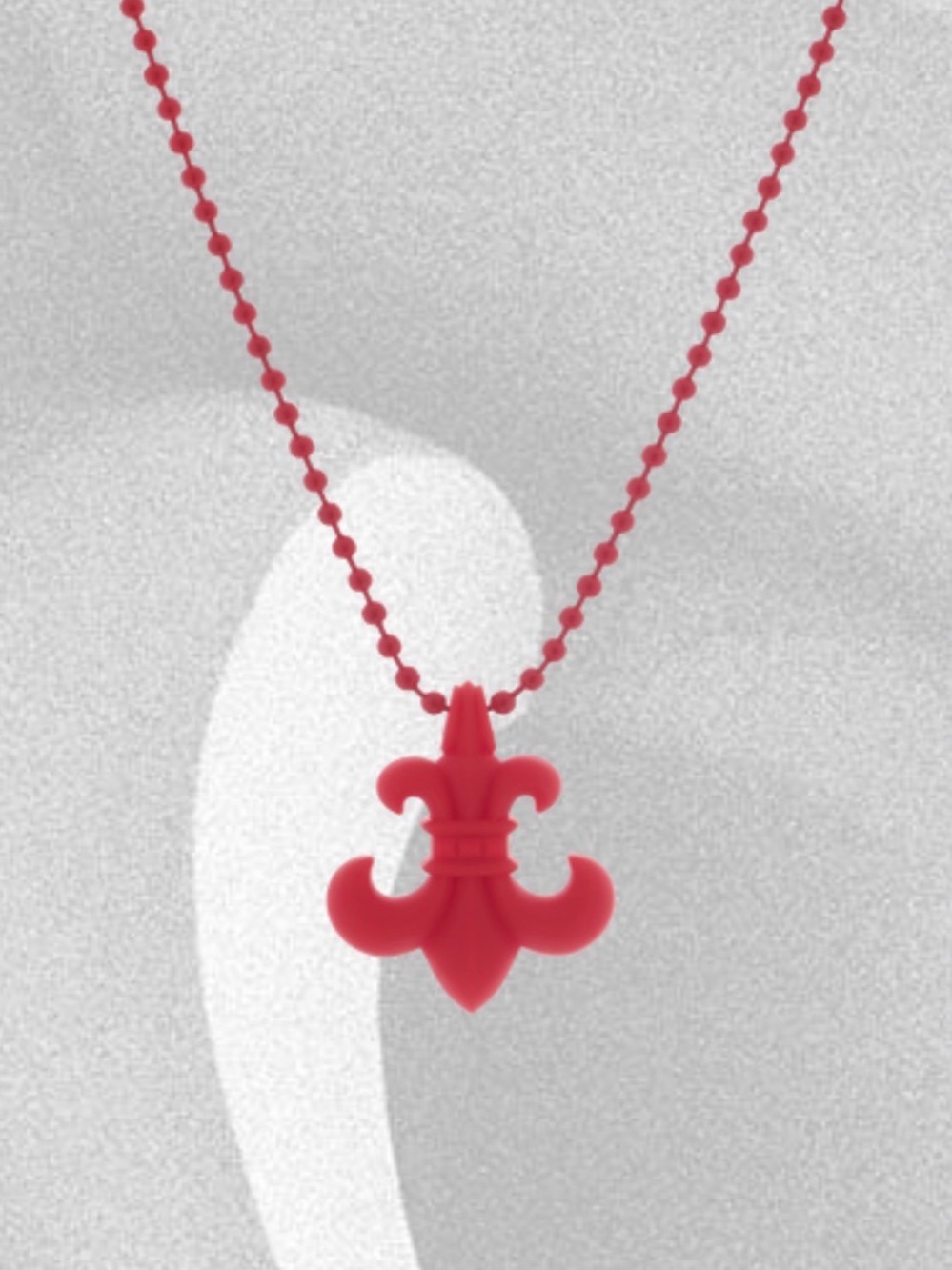Chrome Hearts Silichrome Brand New BS Fleur Pendant Necklace - Red